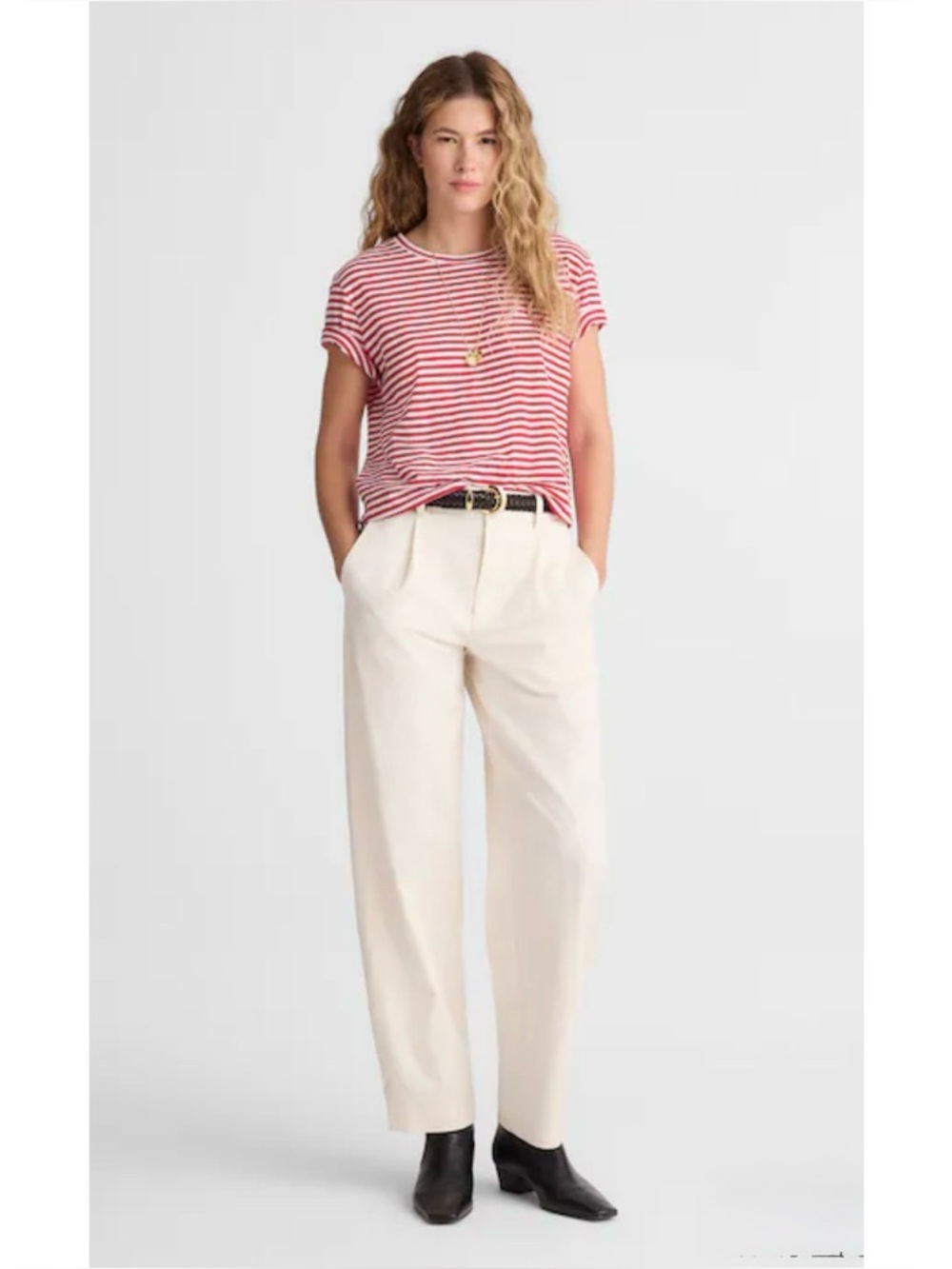 NWT Madewell The Barrel-Leg Pant Drapey Twill Vintage Ivory